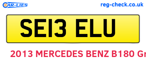 SE13ELU are the vehicle registration plates.