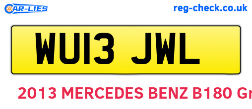 WU13JWL are the vehicle registration plates.