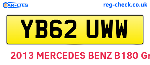 YB62UWW are the vehicle registration plates.