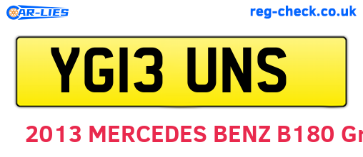 YG13UNS are the vehicle registration plates.
