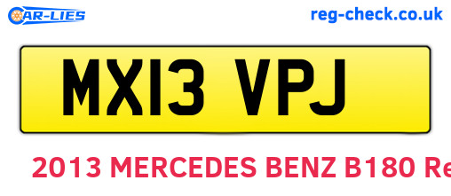 MX13VPJ are the vehicle registration plates.