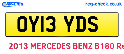OY13YDS are the vehicle registration plates.