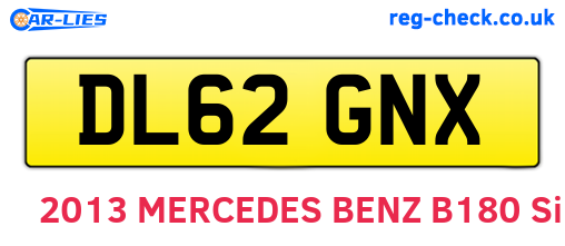 DL62GNX are the vehicle registration plates.
