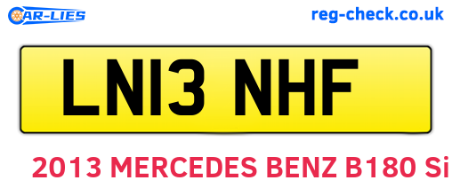 LN13NHF are the vehicle registration plates.
