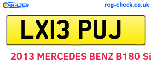 LX13PUJ are the vehicle registration plates.