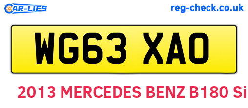 WG63XAO are the vehicle registration plates.