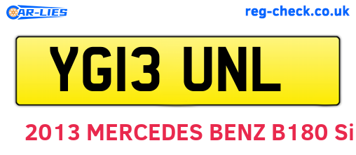 YG13UNL are the vehicle registration plates.