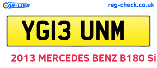 YG13UNM are the vehicle registration plates.