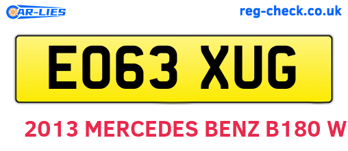 EO63XUG are the vehicle registration plates.