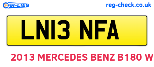 LN13NFA are the vehicle registration plates.