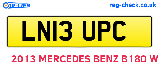LN13UPC are the vehicle registration plates.
