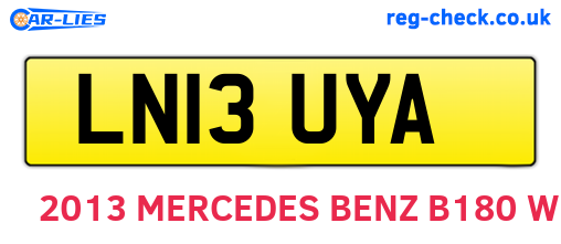 LN13UYA are the vehicle registration plates.