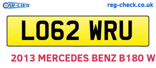 LO62WRU are the vehicle registration plates.
