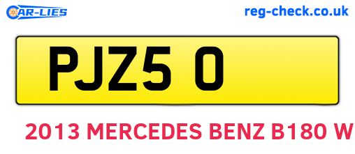 PJZ50 are the vehicle registration plates.