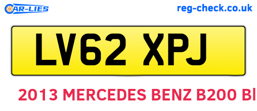 LV62XPJ are the vehicle registration plates.