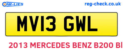 MV13GWL are the vehicle registration plates.
