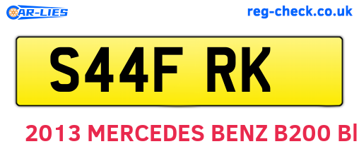 S44FRK are the vehicle registration plates.
