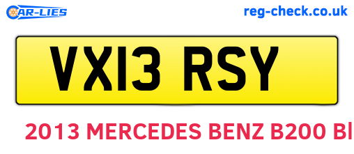 VX13RSY are the vehicle registration plates.