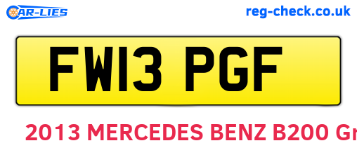 FW13PGF are the vehicle registration plates.