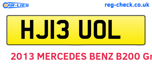 HJ13UOL are the vehicle registration plates.