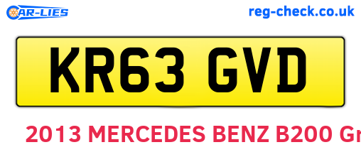 KR63GVD are the vehicle registration plates.