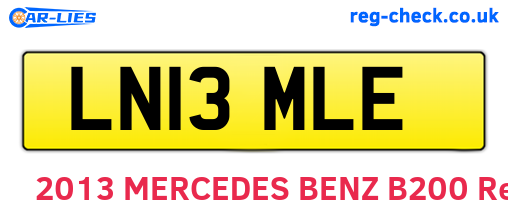 LN13MLE are the vehicle registration plates.