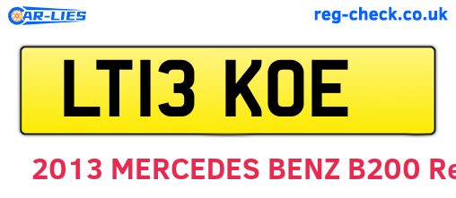 LT13KOE are the vehicle registration plates.