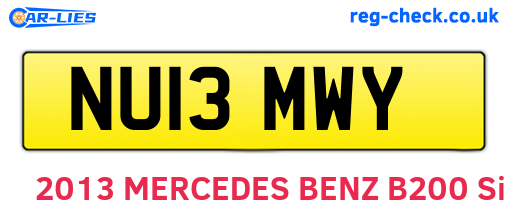 NU13MWY are the vehicle registration plates.