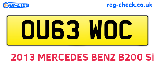 OU63WOC are the vehicle registration plates.