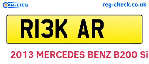 R13KAR are the vehicle registration plates.