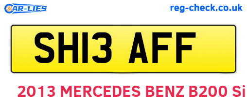 SH13AFF are the vehicle registration plates.