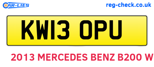 KW13OPU are the vehicle registration plates.
