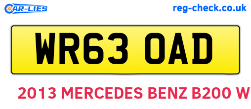 WR63OAD are the vehicle registration plates.