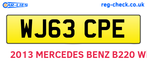 WJ63CPE are the vehicle registration plates.