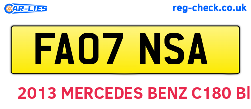 FA07NSA are the vehicle registration plates.