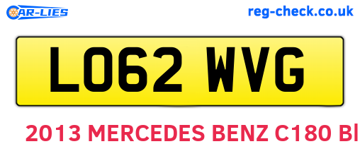 LO62WVG are the vehicle registration plates.