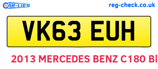 VK63EUH are the vehicle registration plates.