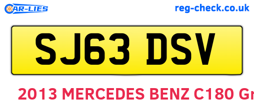 SJ63DSV are the vehicle registration plates.