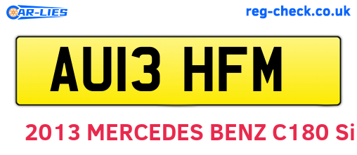 AU13HFM are the vehicle registration plates.