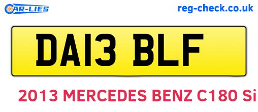 DA13BLF are the vehicle registration plates.