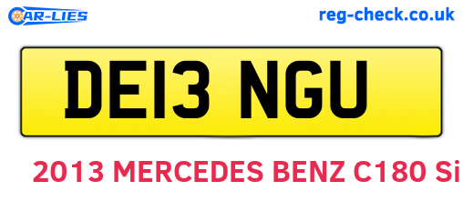 DE13NGU are the vehicle registration plates.