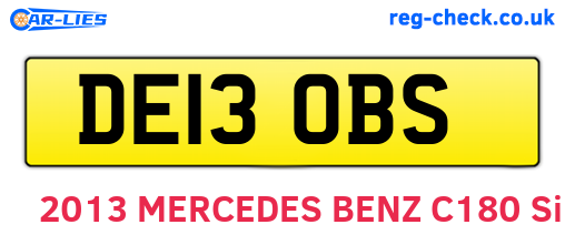 DE13OBS are the vehicle registration plates.