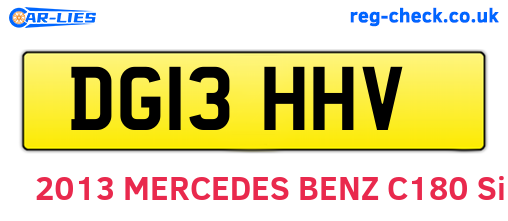 DG13HHV are the vehicle registration plates.