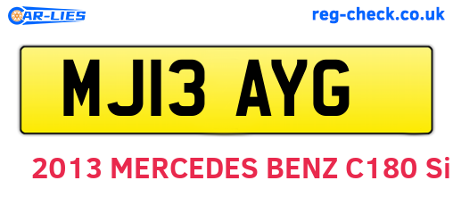 MJ13AYG are the vehicle registration plates.