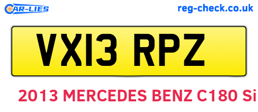 VX13RPZ are the vehicle registration plates.