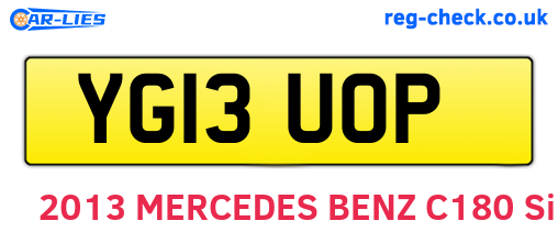YG13UOP are the vehicle registration plates.