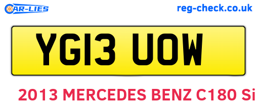 YG13UOW are the vehicle registration plates.