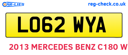 LO62WYA are the vehicle registration plates.