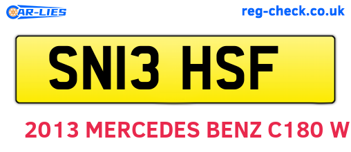 SN13HSF are the vehicle registration plates.