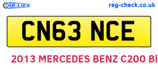 CN63NCE are the vehicle registration plates.